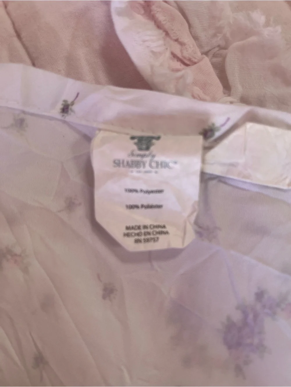 Shabby Chic Lavender Floral Flat Sheet Twin